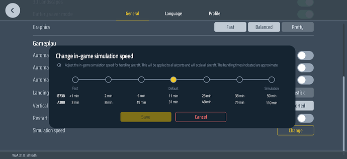 Simulation speed slider