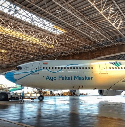 Garuda Indonesia's livery in covid-19 campaign