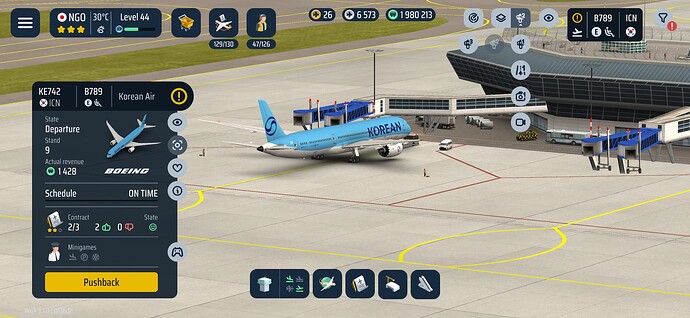 Current pushback button when handling finished