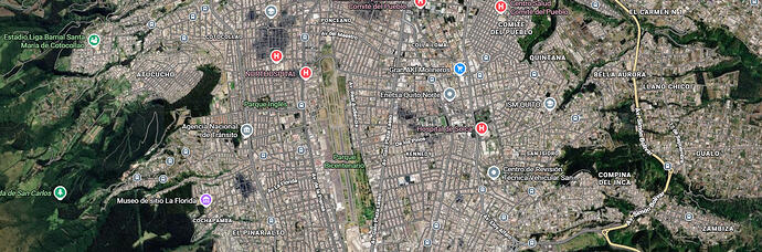 Location of the airport (now "Parque Bicentenario") within Quito