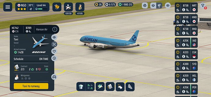Taxi to runway button after pushback approval