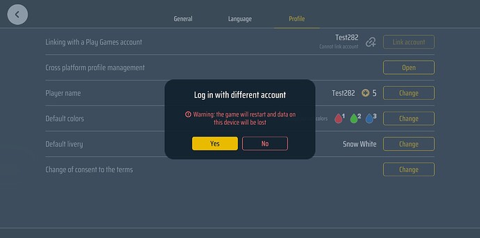 Warninig on new device for load the migrated profile