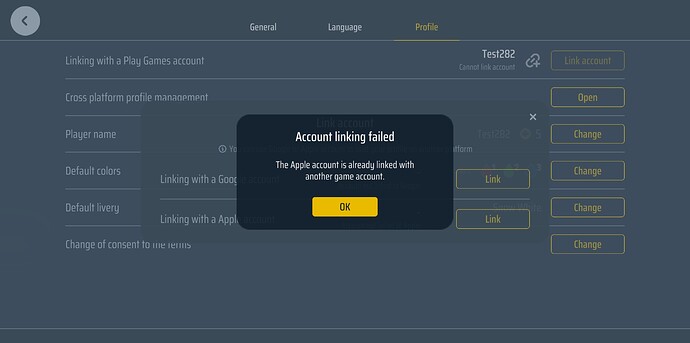 Step 5 linking failed due account already linked to apple