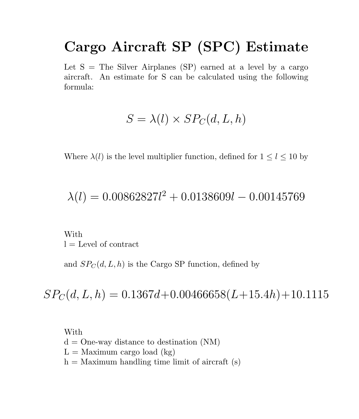 Sp Pack Guide to Silver Planes (SP) - Wiki - Flyboys.Games forum